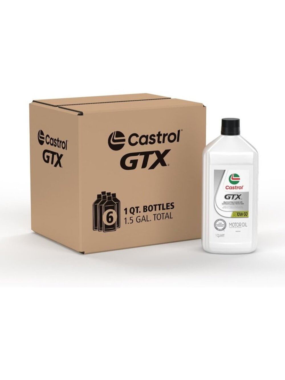 Castrol GTX 10W-30 Conventional Motor Oil, Case of 6-1 Quart Bottles | 15B400